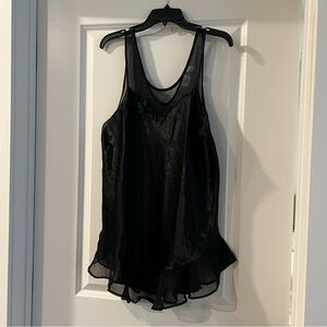 Sopré Lingerie Vintage Black Slip Size L 100% Polyester Ruffle Hem Mesh Details